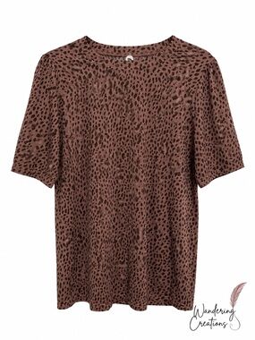 Leopard Print Brown Crewneck Tee